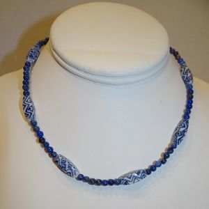 Sajen 16" Lapis & Bali Bead Necklace